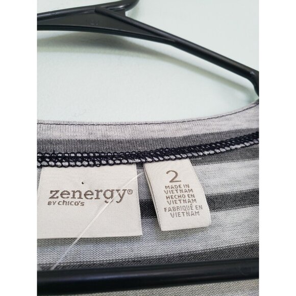 Zenergy Chico's 2 Radley Women L Cardigan Button Front Stripe Deep V Long Sleeve - Picture 5 of 6